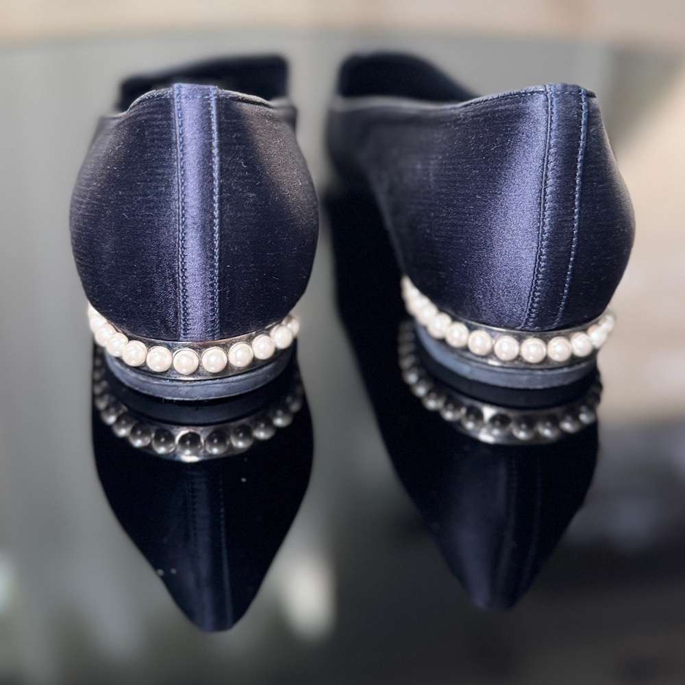 Chanel Satin Flats with Pearls on Heels - Picture 3 of 16